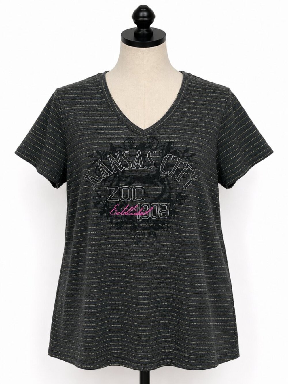 Kansas City Zoo Black/Gold T-Shirt Size XL Juniors
